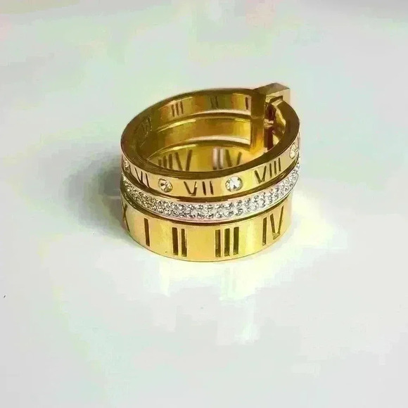Goldtone rhinestones (CZ) Roman Number Ring For Women/ Men unisex ring … - Picture 1 of 17